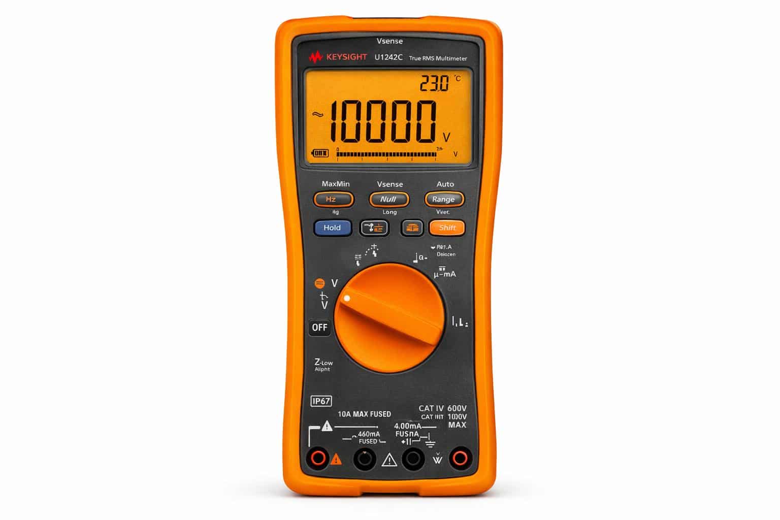 Đồng hồ vạn năng cầm tay Keysight U1242C True RMS 10000 count chính diện ảnh studio nền trắng