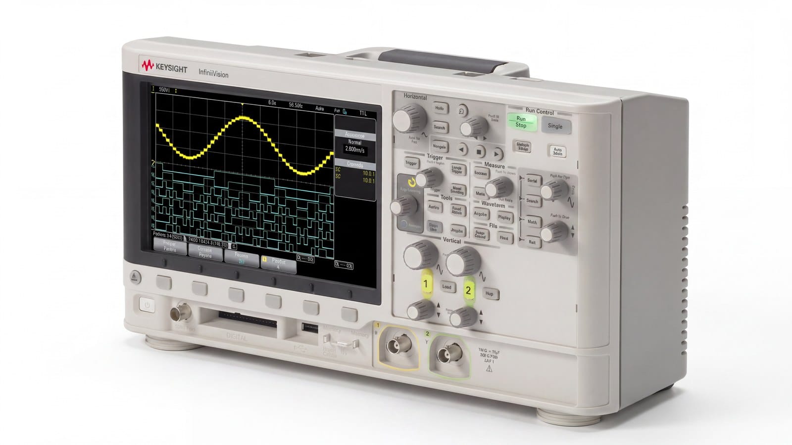 Máy hiện sóng Keysight DSOX2002A dòng InfiniiVision 2000 X-Series góc nghiêng ảnh studio nền trắng