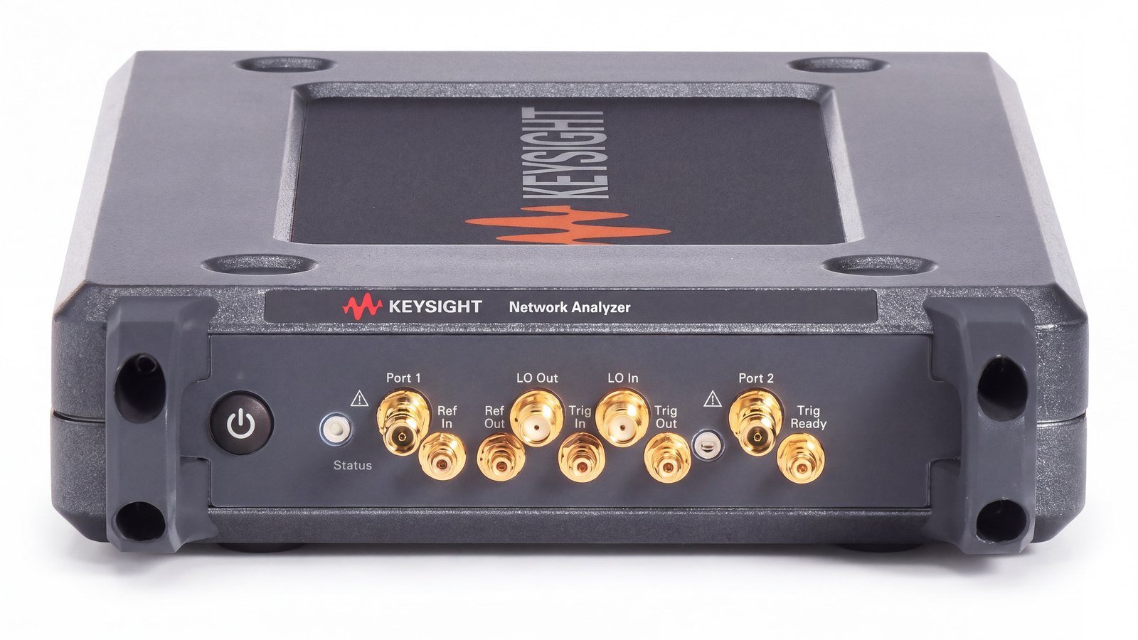 Mặt trước máy phân tích mạng vector USB Keysight P9375A với hai cổng đo và các cổng LO Ref Trig ảnh studio nền trắng
