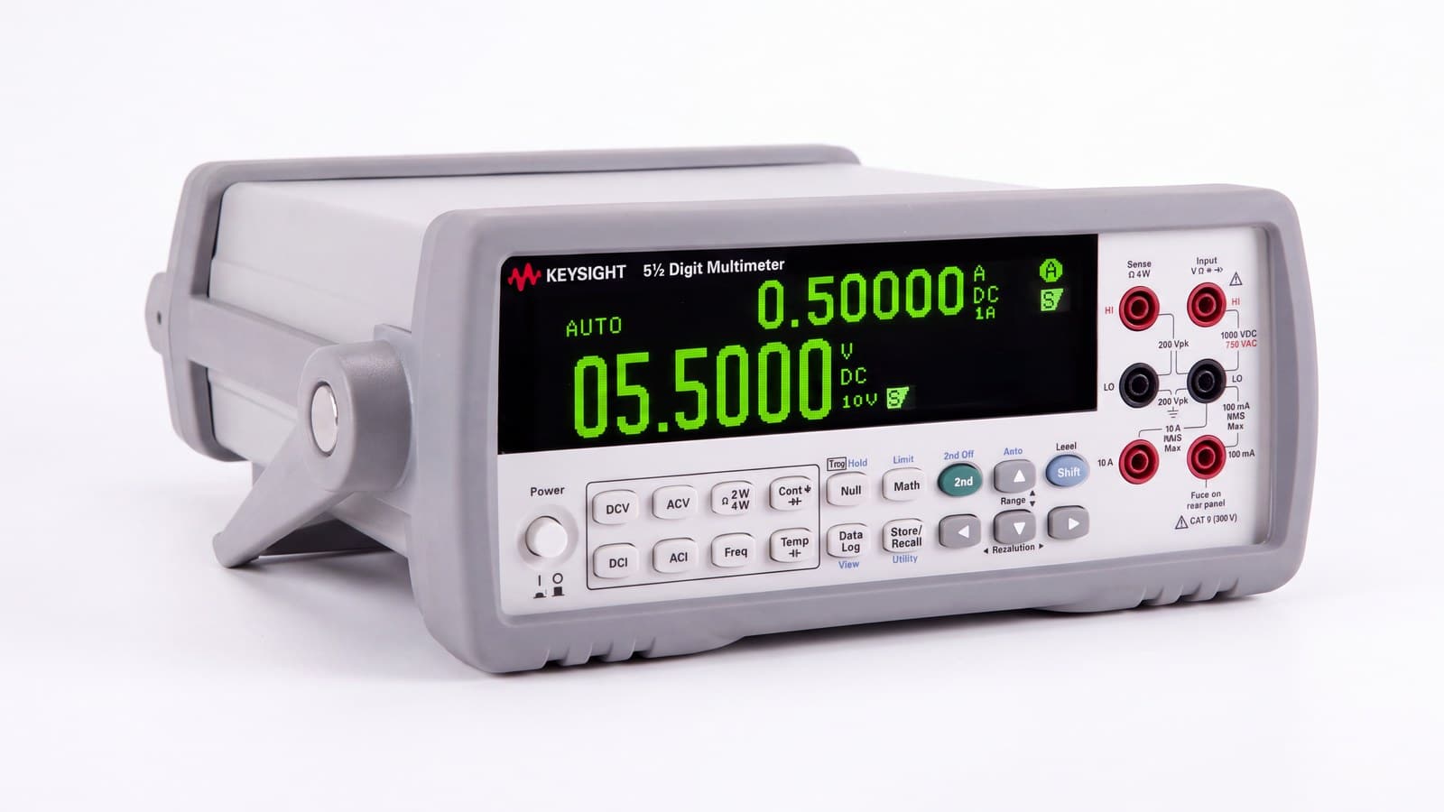 Đồng hồ vạn năng để bàn Keysight 34450A 5½ chữ số góc nghiêng ba phần tư ảnh studio nền trắng