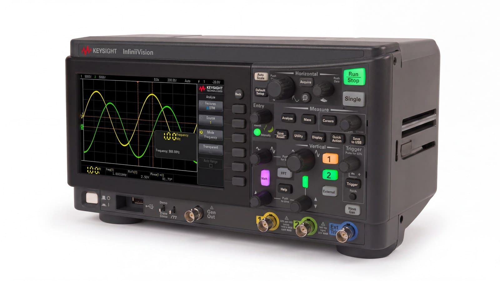 Mặt máy và cụm phím điều khiển của 1000X-Series Keysight DSOX1202A