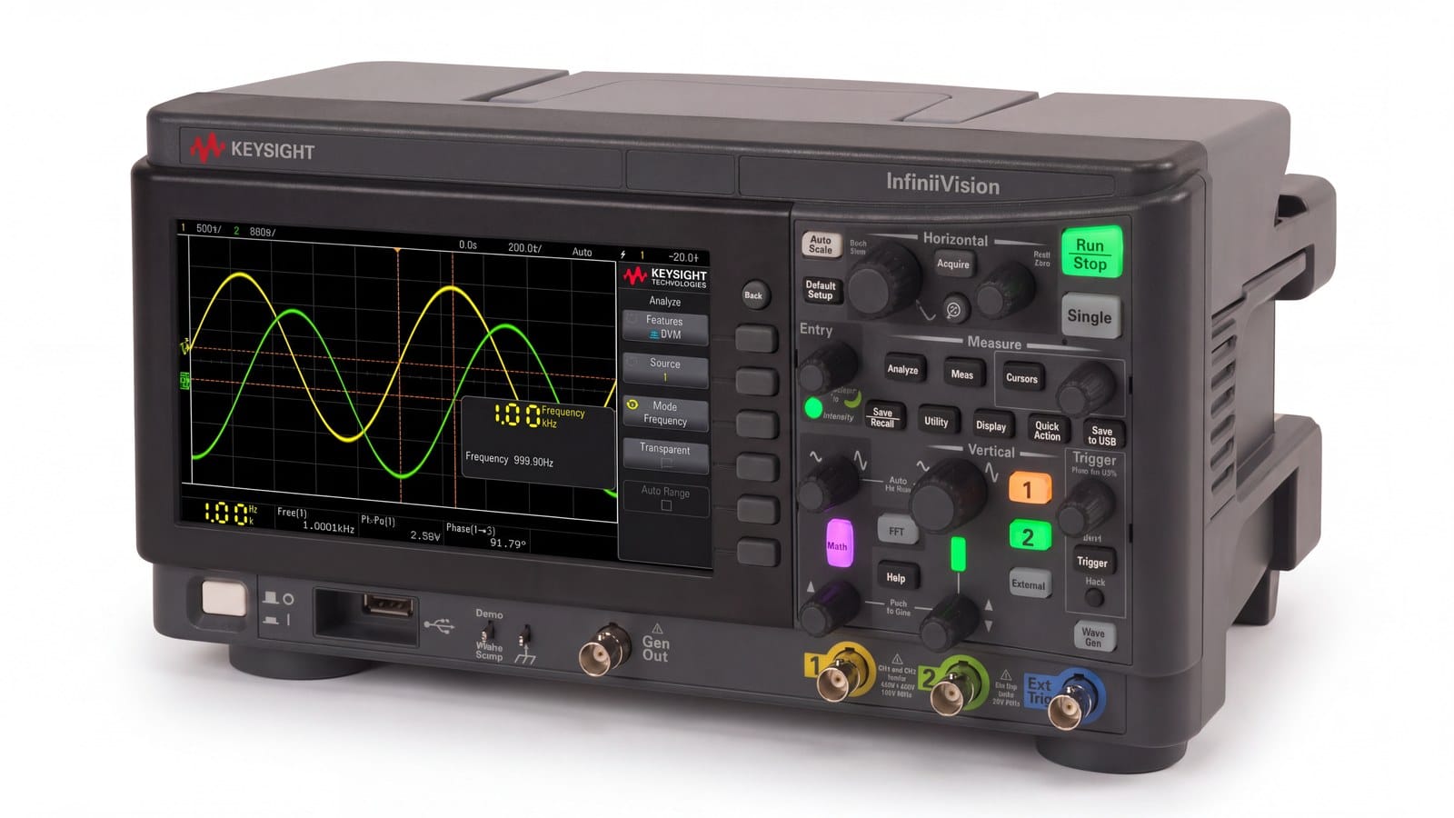 Máy hiện sóng Keysight DSOX1202A 70 MHz 2 kênh, ảnh phối cảnh studio nền trắng