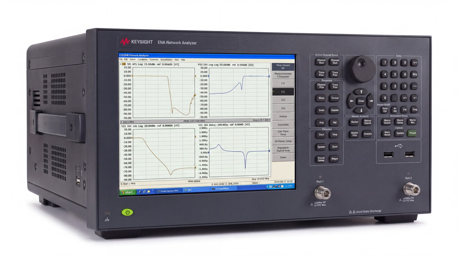Máy phân tích mạng Keysight E5063A hai cổng, ảnh phối cảnh studio nền trắng