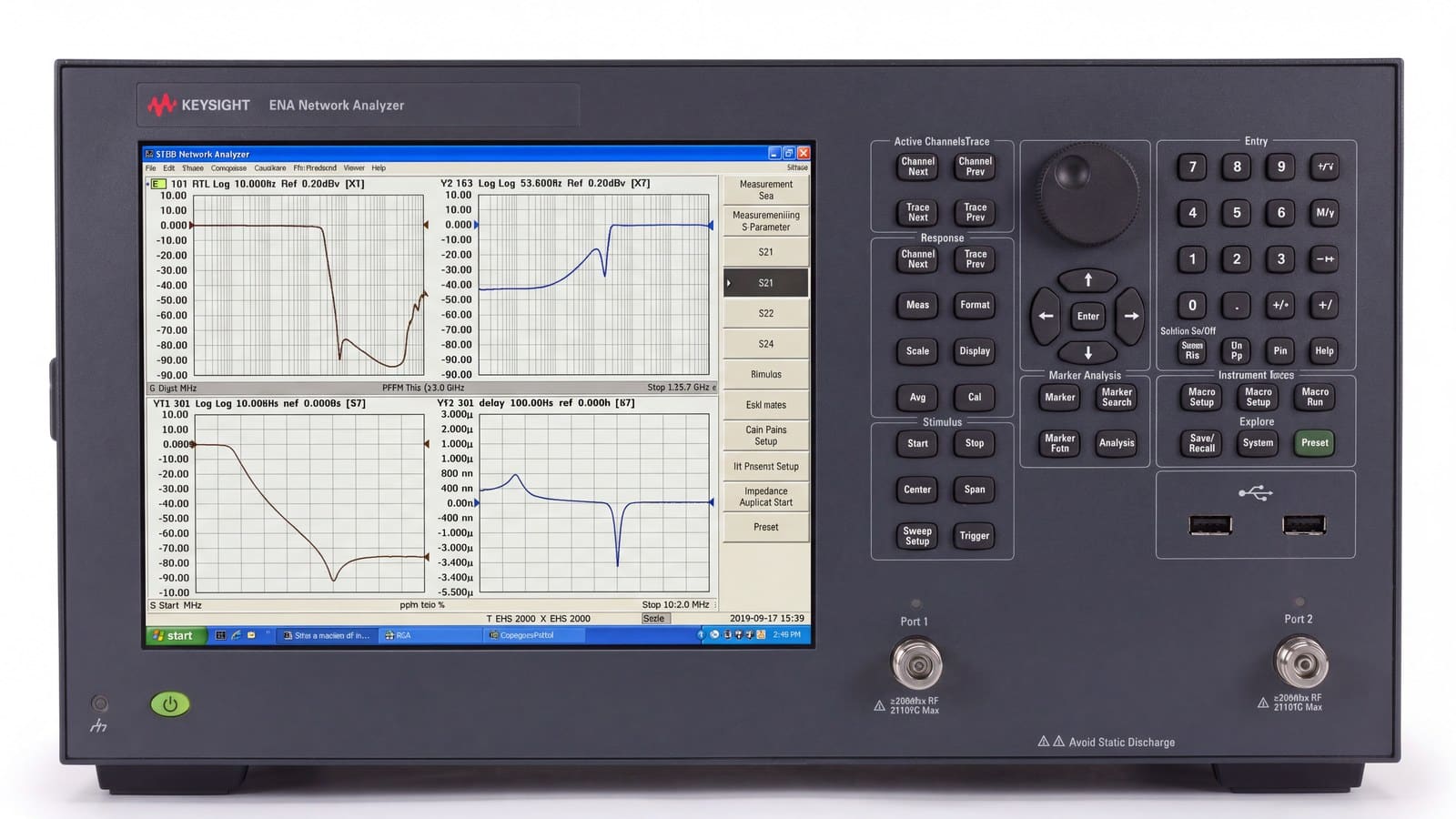 Màn hình bốn cửa sổ tham số S trên máy phân tích mạng ENA Keysight E5063A