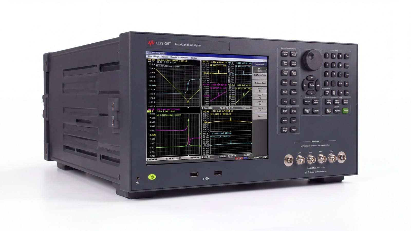 Máy phân tích trở kháng Keysight E4990A 20 Hz đến 120 MHz, ảnh phối cảnh studio nền trắng