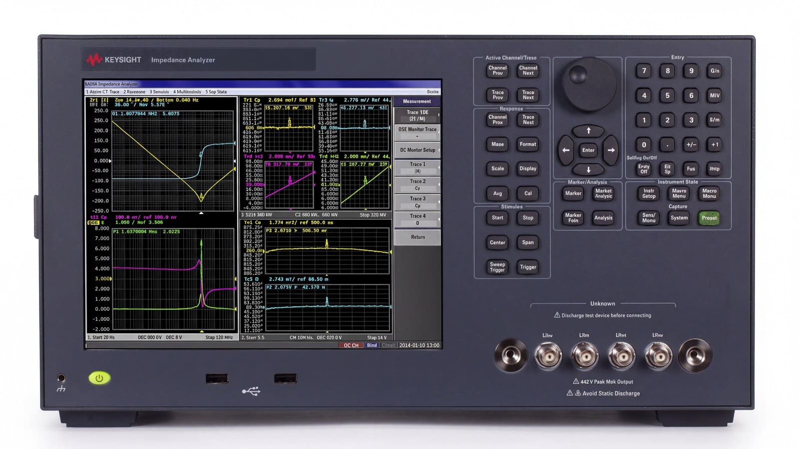 Màn hình cảm ứng 10,4 inch hiển thị bốn kênh đo trở kháng trên Keysight E4990A