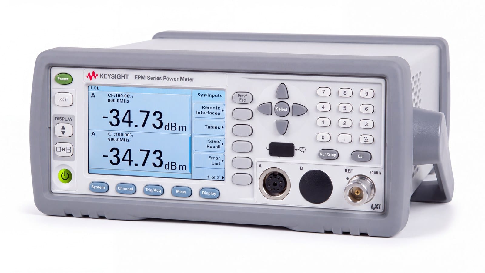Cụm phím Preset Local và cổng cảm biến trên máy đo công suất Keysight N1913A