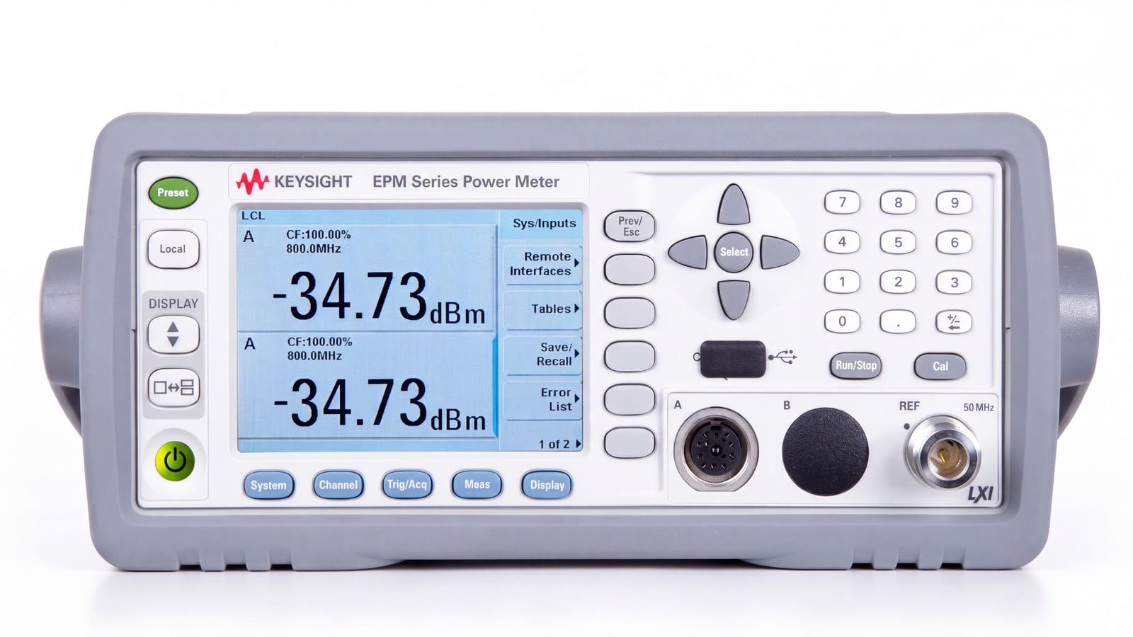 Màn hình LCD màu hiển thị mức dBm của máy đo công suất RF Keysight N1913A