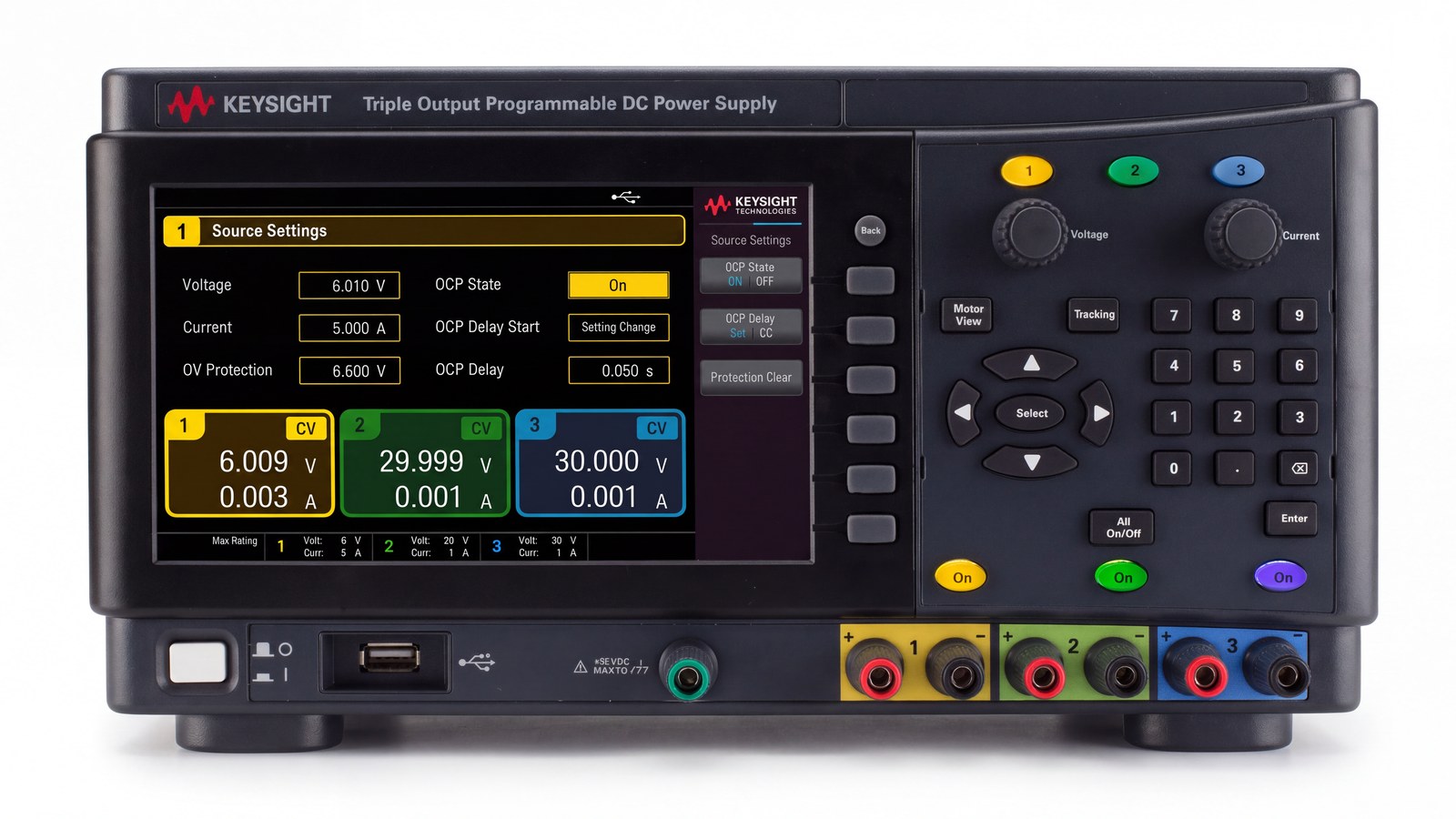 Bàn thí nghiệm điện tử với nguồn DC ba ngõ ra Keysight