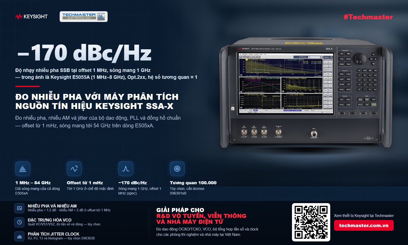 Đo nhiễu pha với máy phân tích nguồn tín hiệu Keysight SSA-X E5055A