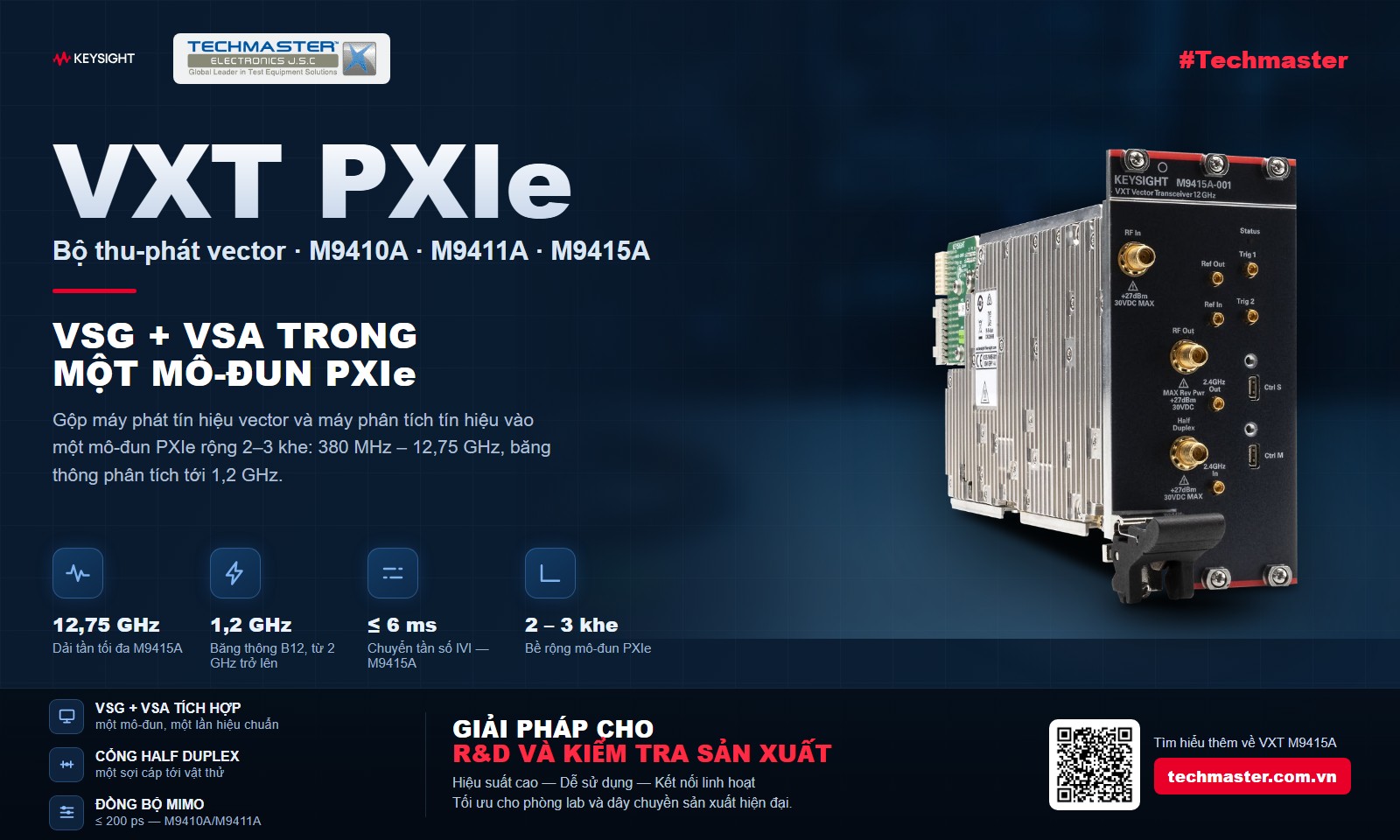 Bộ thu-phát vector VXT PXIe Keysight M9410A, M9411A và M9415A: VSG và VSA trong một mô-đun