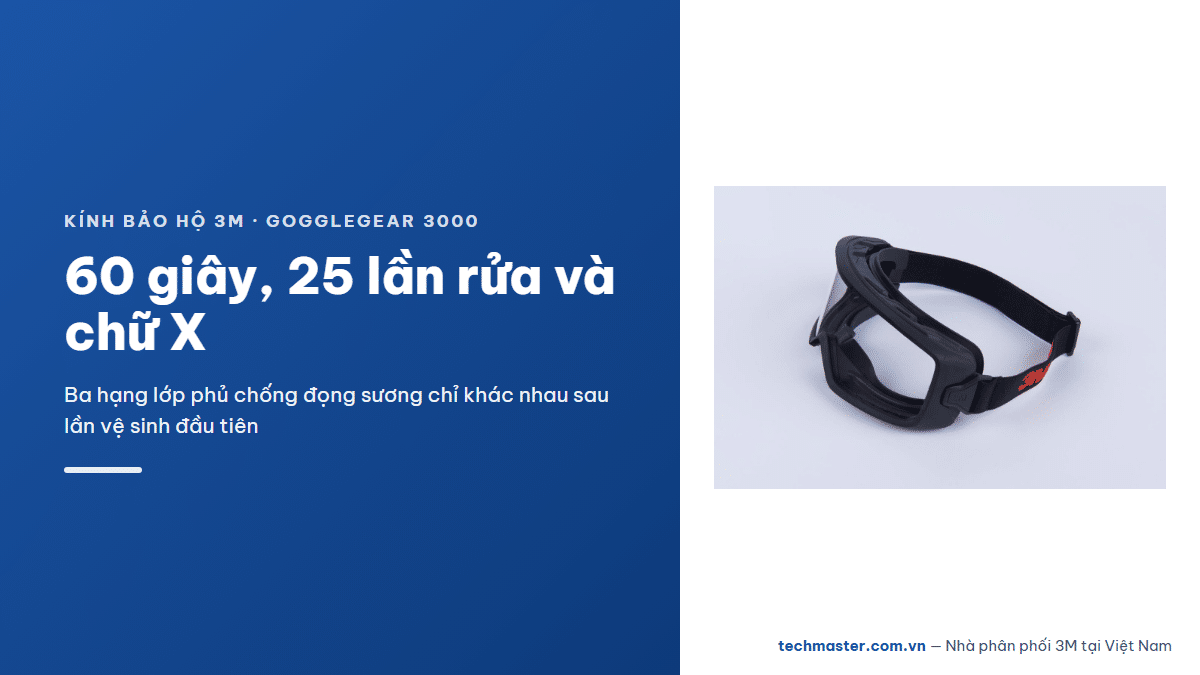 Kính bảo hộ 3M GoggleGear 3000 và Fahrenheit chống hoá chất — chong-dong-suong-scotchgard-vs-anti-fog