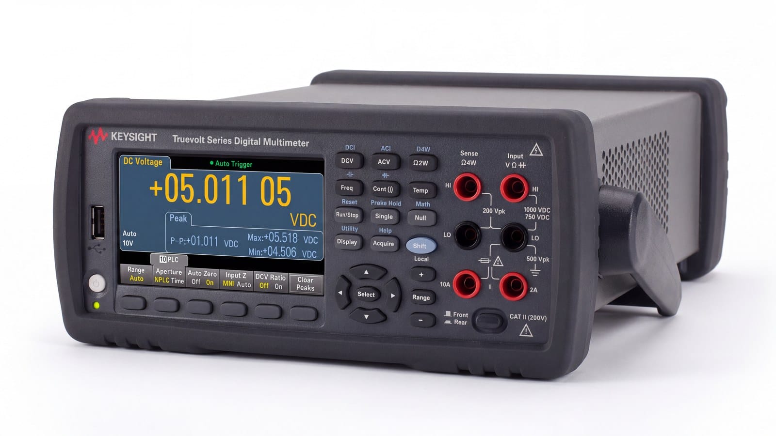 Keysight 34465A thông số hiển thị trên màn hình màu 4,3 inch, góc nghiêng