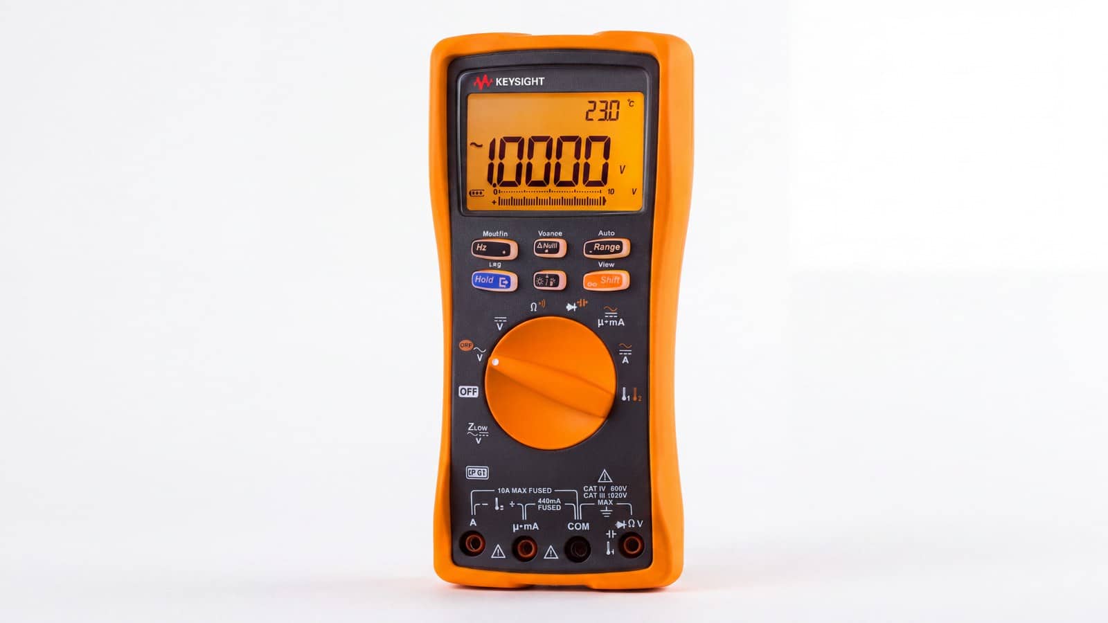 Mặt trước đồng hồ vạn năng cầm tay Keysight U1242C với màn hình hiển thị số đo