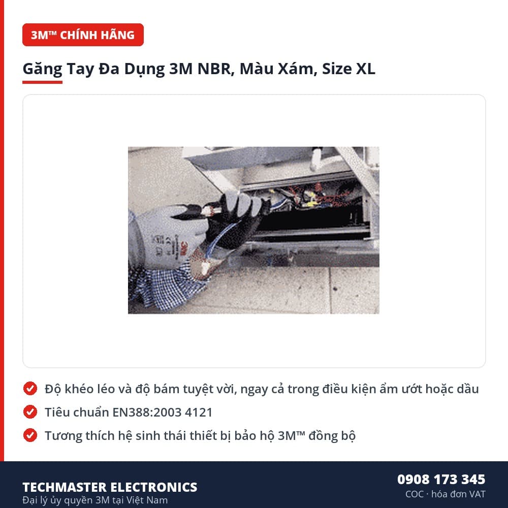 Găng Tay Đa Dụng 3M NBR, Màu Xám, Size XL – đặc điểm & thông số chính
