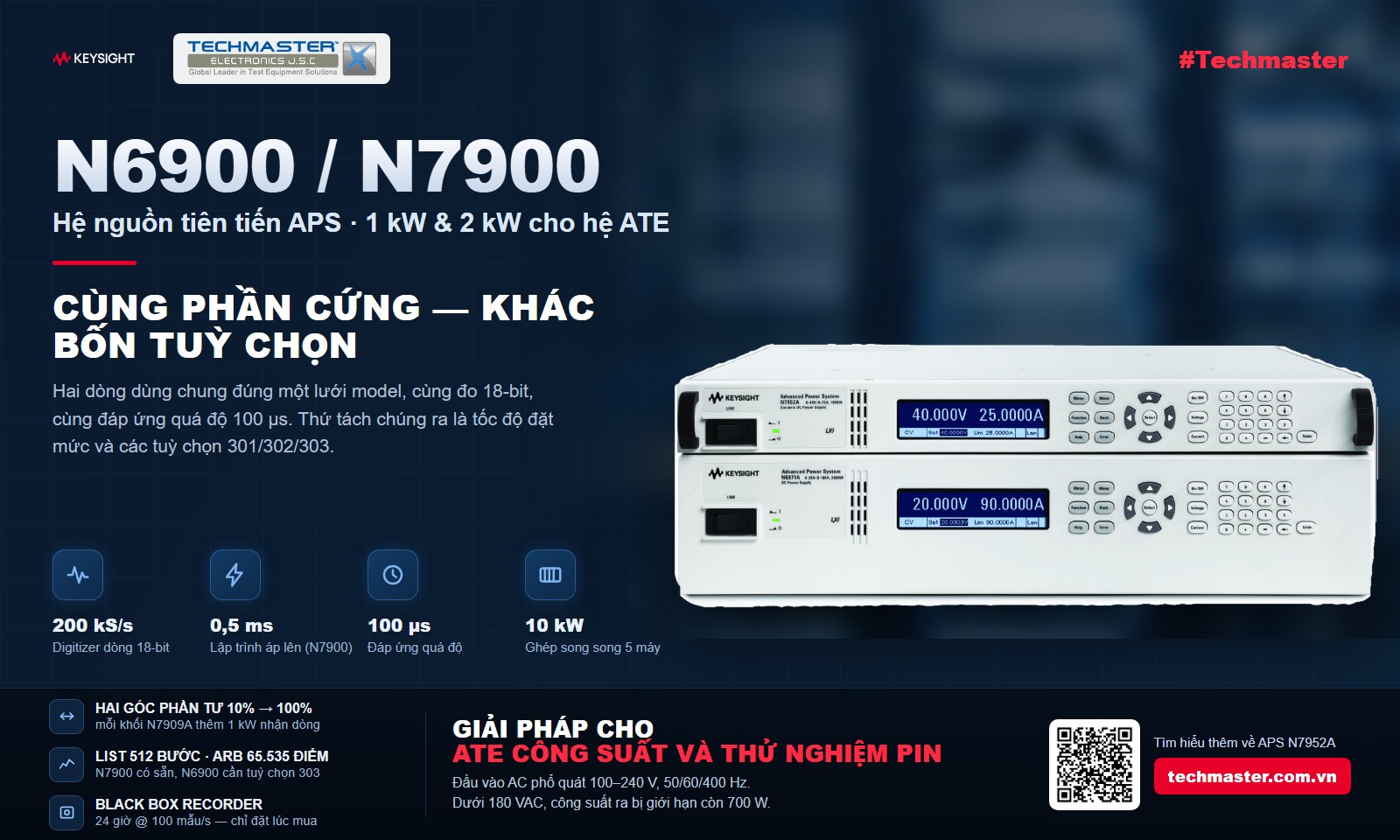 Hệ nguồn APS Keysight N6900 và N7900 — nguồn DC 1 kW và 2 kW cho hệ ATE