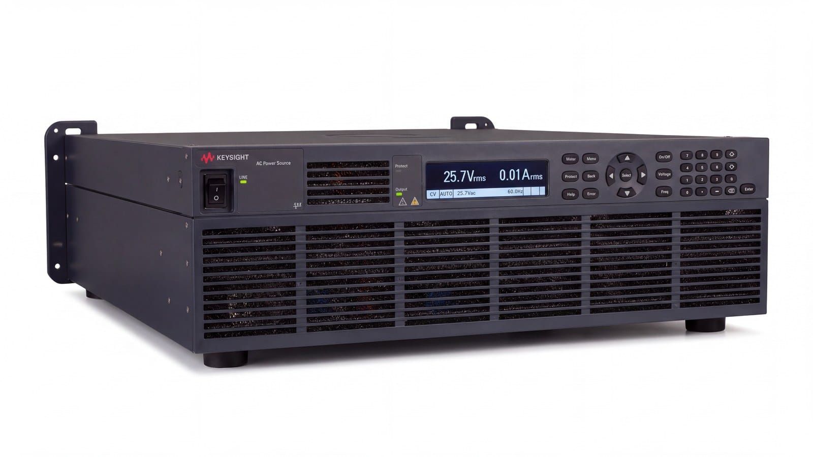 Keysight AC6803B — bộ nguồn AC Keysight chụp góc 3/4 trên nền trắng studio