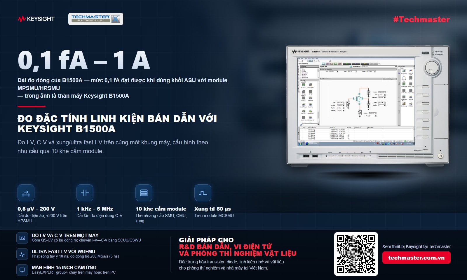 Đo đặc tính linh kiện bán dẫn với máy phân tích tham số Keysight B1500A