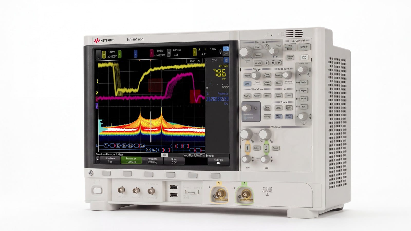 Máy hiện sóng 6000X-Series Keysight MSOX6002A nhìn phối cảnh, thấy rõ thân máy sâu 6 inch