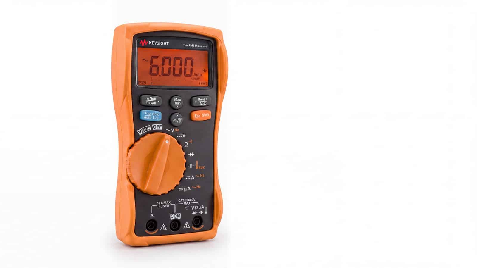 Keysight U1232A — đồng hồ vạn năng cầm tay Keysight chụp góc 3/4 trên nền trắng studio