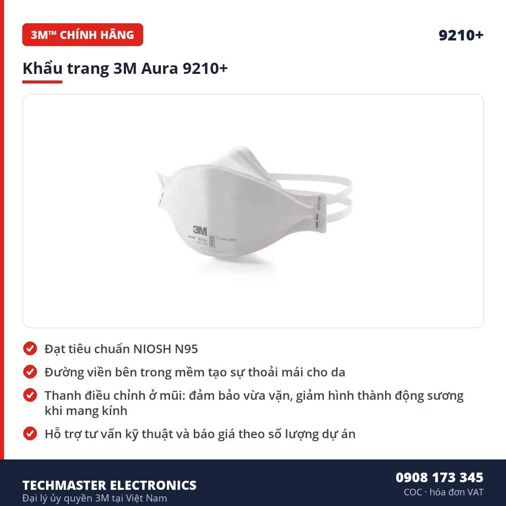Khẩu trang 3M Aura 9210+ – đặc điểm & thông số chính