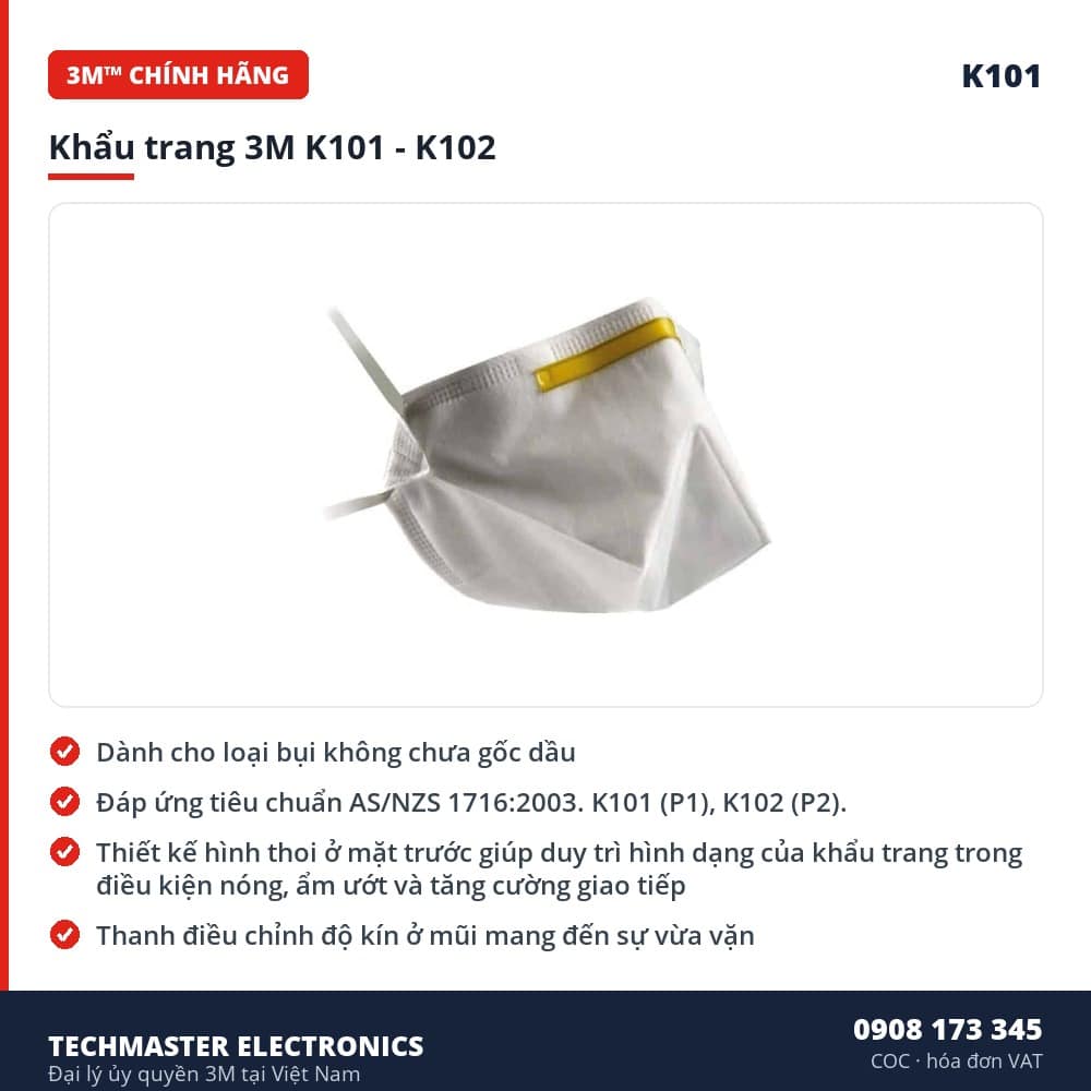 Khẩu trang 3M K101 - K102 – đặc điểm & thông số chính