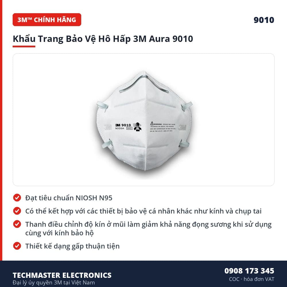Khẩu Trang Bảo Vệ Hô Hấp 3M Aura 9010 – đặc điểm & thông số chính