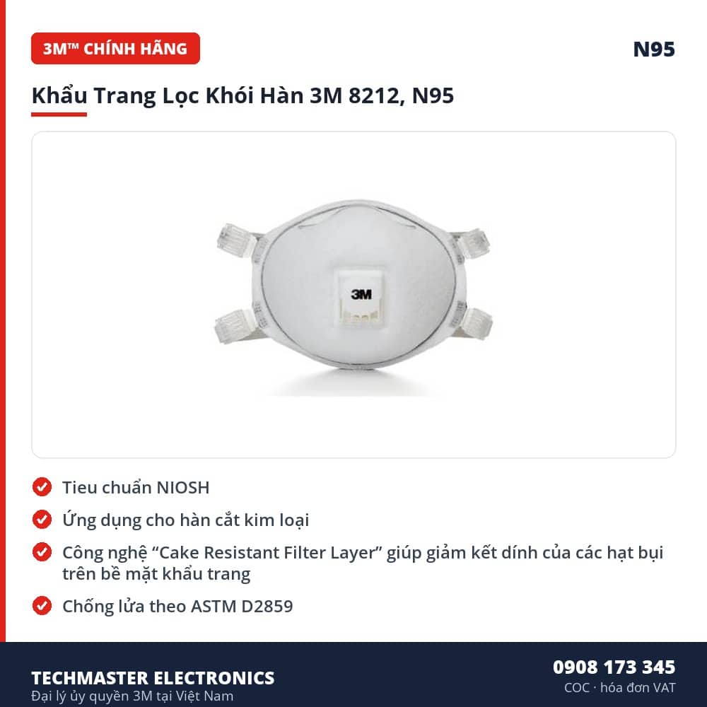 Khẩu Trang Lọc Khói Hàn 3M 8212, N95 – đặc điểm & thông số chính