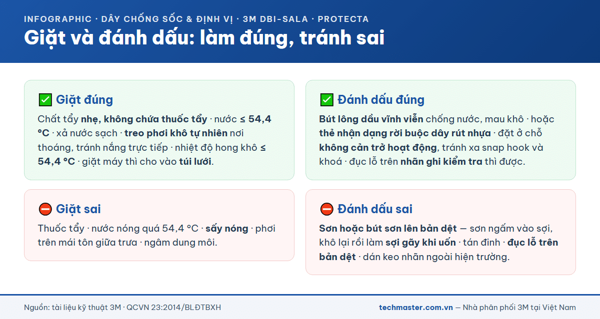 Cách giặt và đánh dấu dây chống sốc 3M đúng chuẩn, tránh sơn lên bản dệt