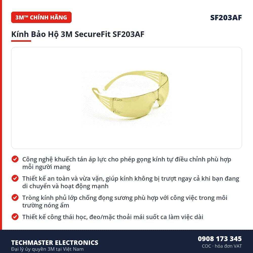 Kính Bảo Hộ 3M SecureFit SF203AF – đặc điểm & thông số chính