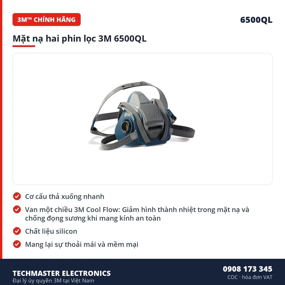 Mặt nạ hai phin lọc 3M 6500QL – đặc điểm & thông số chính