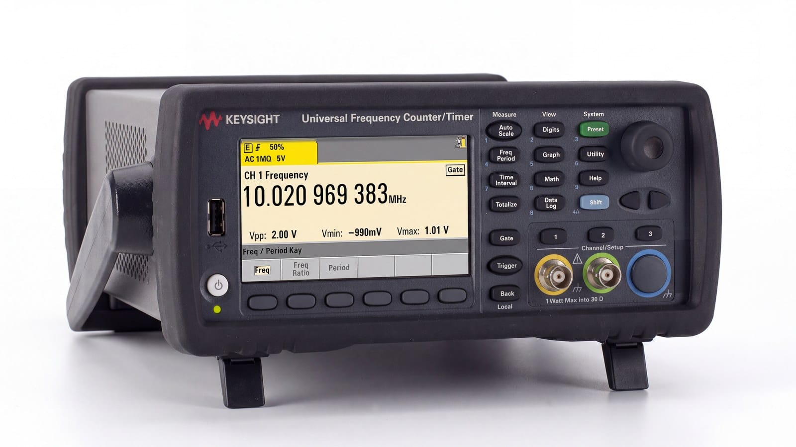 Máy đếm tần số Keysight 53220A 350 MHz góc phối cảnh