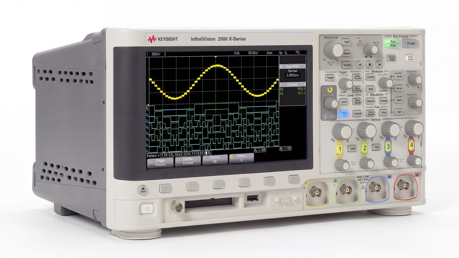 Máy hiện sóng Keysight DSOX2024A 200 MHz 4 kênh, ảnh phối cảnh studio nền trắng