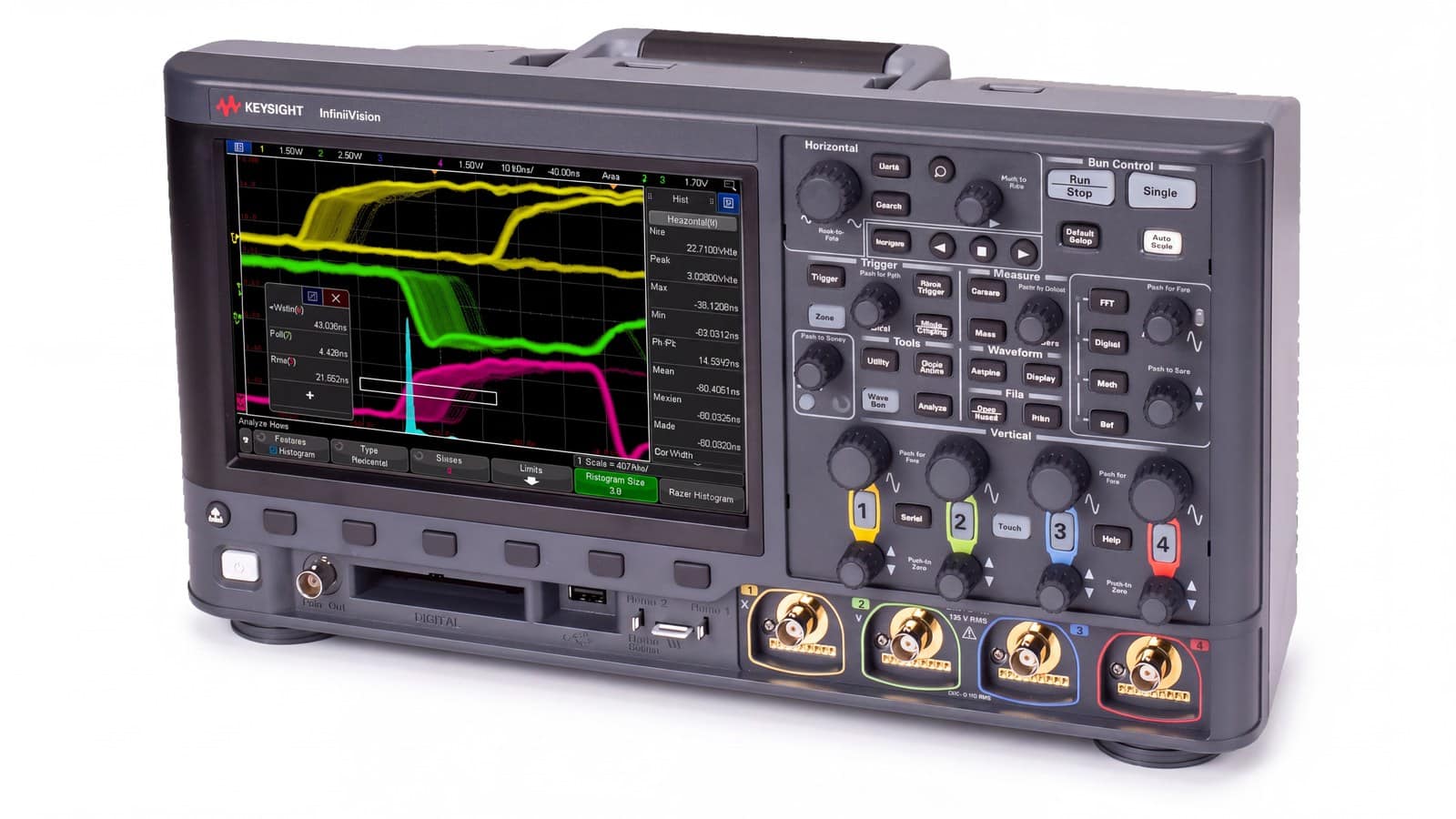 Máy hiện sóng Keysight DSOX3024G nhìn nghiêng thấy chiều sâu thân máy