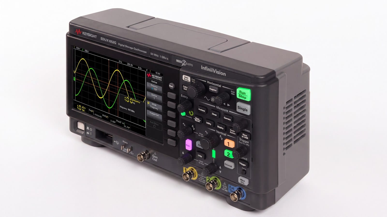 Máy hiện sóng Keysight EDUX1052G, 50 MHz 2 kênh — góc nghiêng ba phần tư