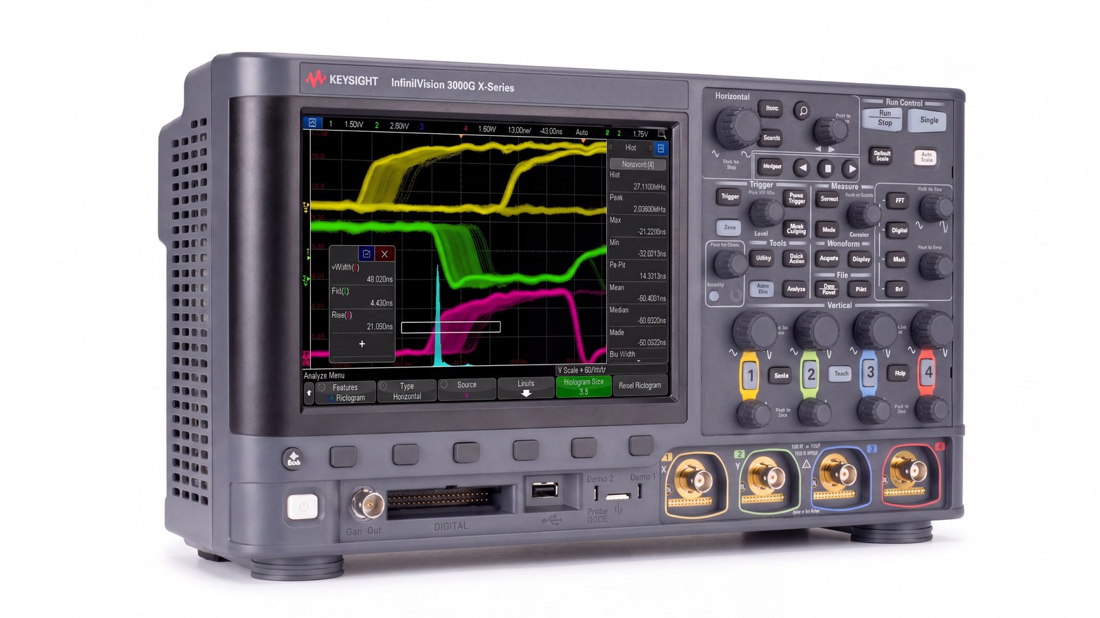 Keysight MSOX3104G — ảnh phối cảnh góc 3/4 studio nền trắng