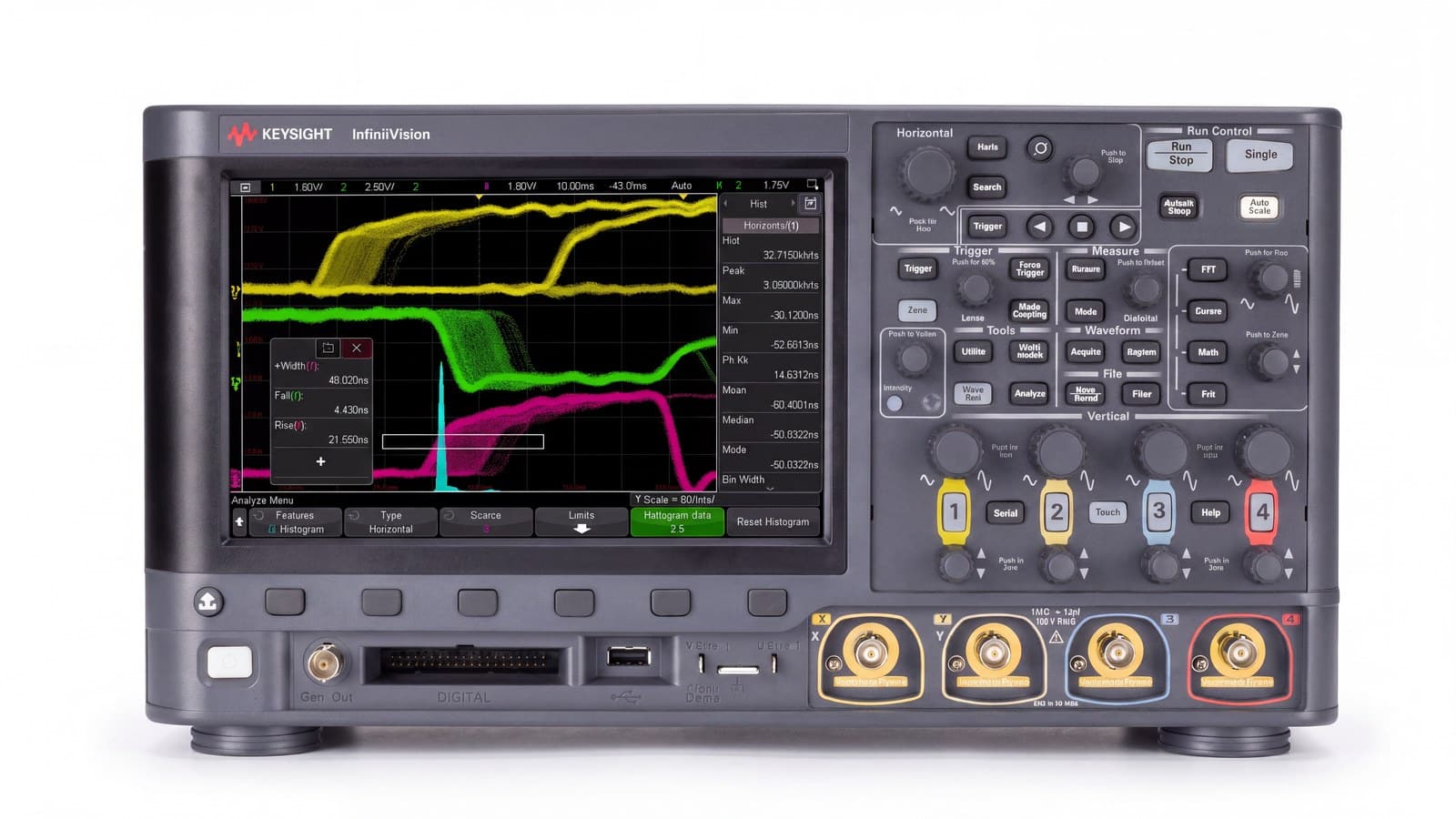 Mặt trước máy hiện sóng Keysight MSOX3104G khi đo tín hiệu biên độ nhỏ