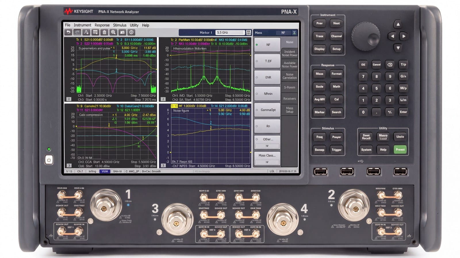 Mặt trước máy phân tích mạng PNA-X Keysight N5245B dùng cho đo load-pull