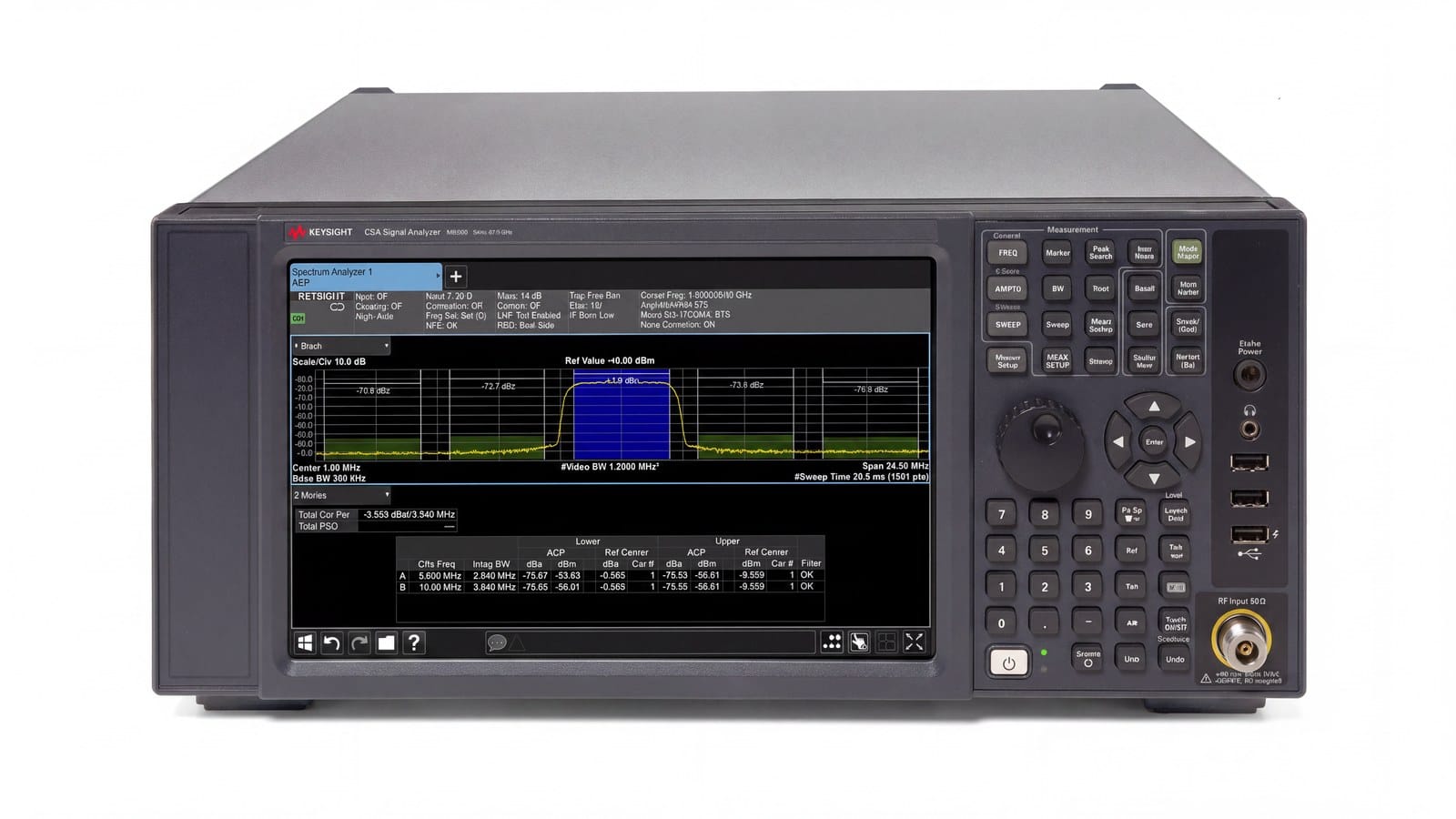 Mặt trước máy phân tích phổ Keysight N9000B với cụm phím và ngõ vào RF