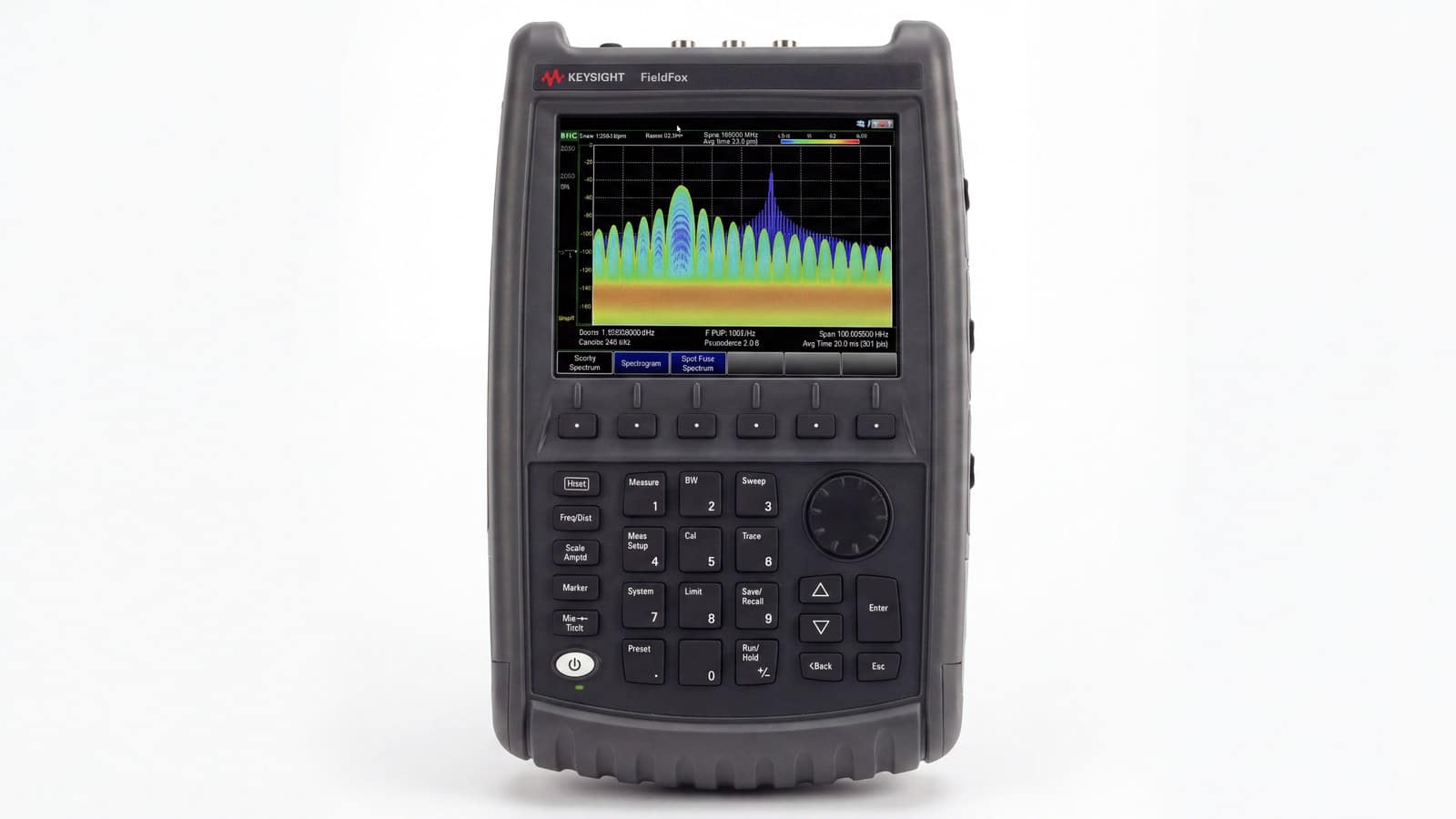 Mặt trước máy phân tích RF cầm tay Keysight N9913A FieldFox với bàn phím và màn hình