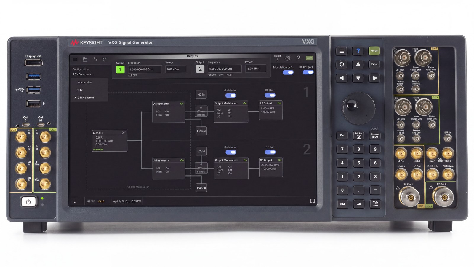 Mặt trước máy phát tín hiệu vector VXG Keysight M9384B dùng làm nguồn kích đọc qubit
