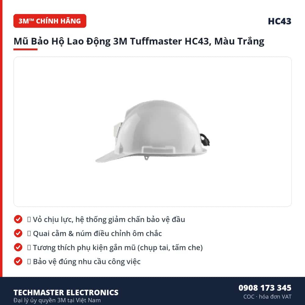 Mũ Bảo Hộ Lao Động 3M Tuffmaster HC43, Màu Trắng – đặc điểm & thông số chính