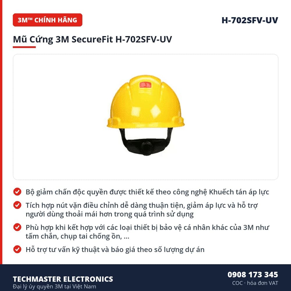 Mũ Cứng 3M SecureFit H-702SFV-UV – đặc điểm & thông số chính