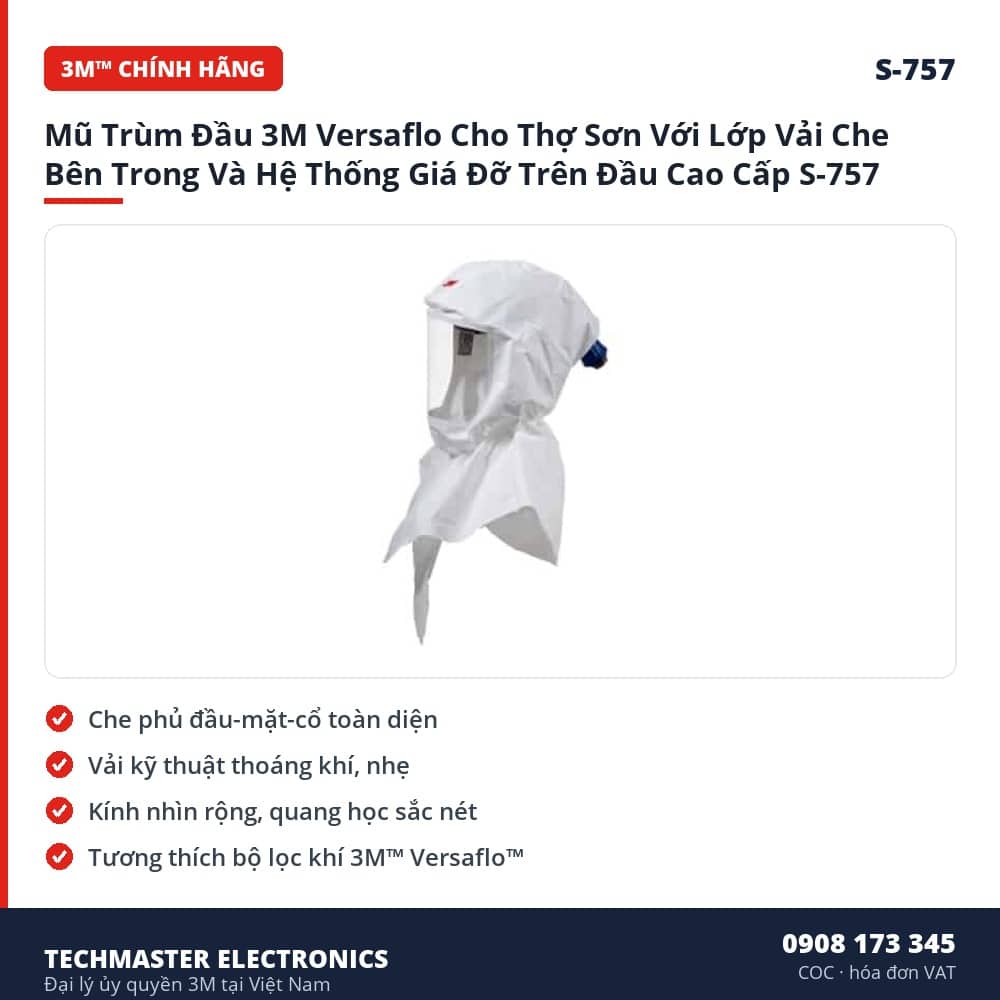 Mũ Trùm Đầu 3M Versaflo Cho Thợ Sơn Với Lớp Vải Che Bên Trong Và Hệ – đặc điểm & thông số chính