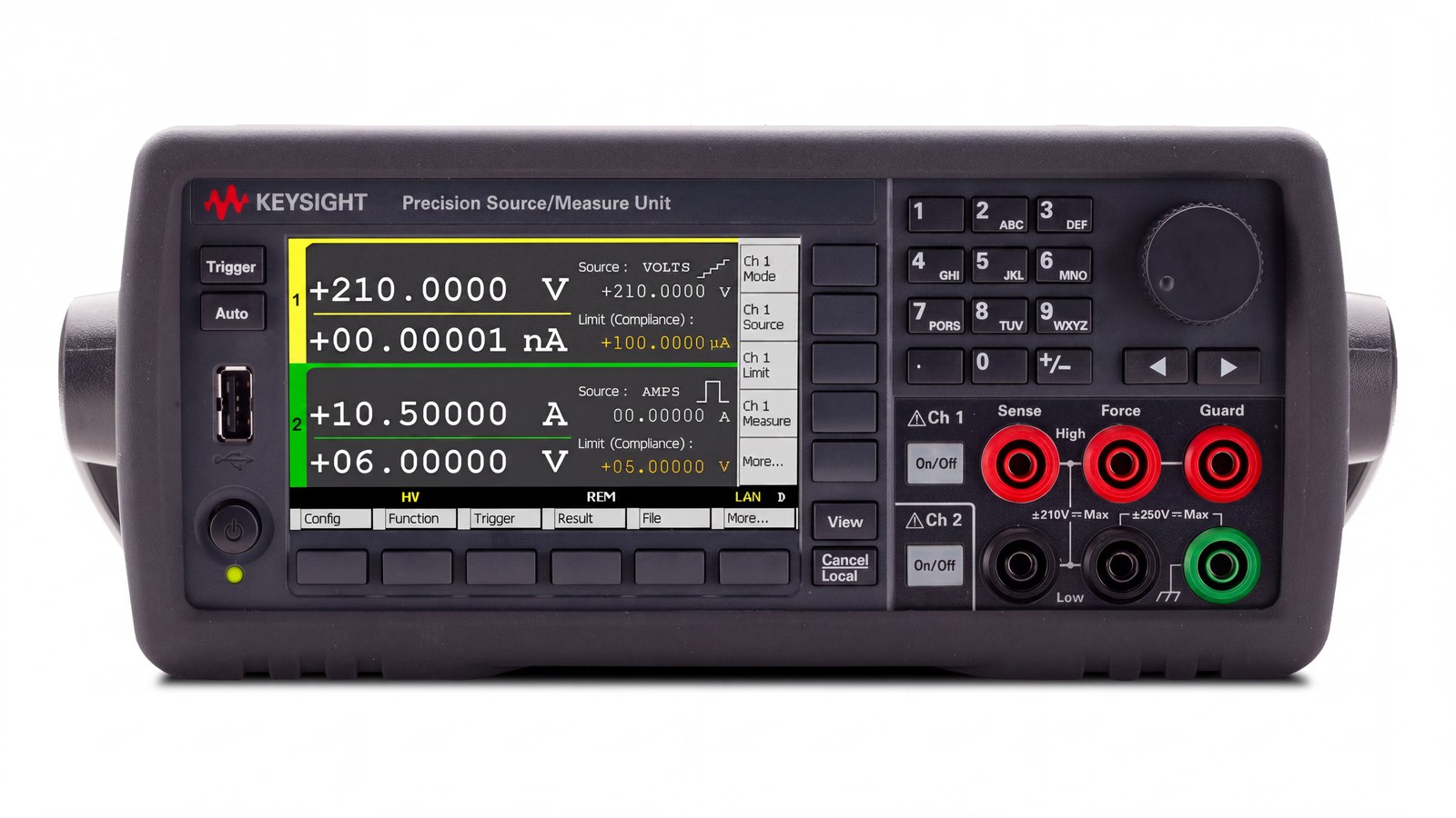 Mặt trước nguồn-đo SMU Keysight B2912B dùng đo dòng nghỉ nano-amp