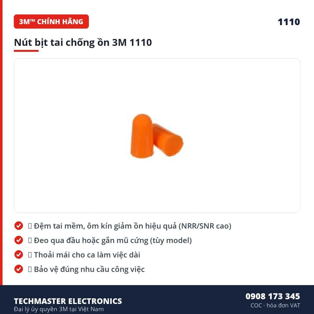 Nút bịt tai chống ồn 3M 1110 – đặc điểm & thông số chính