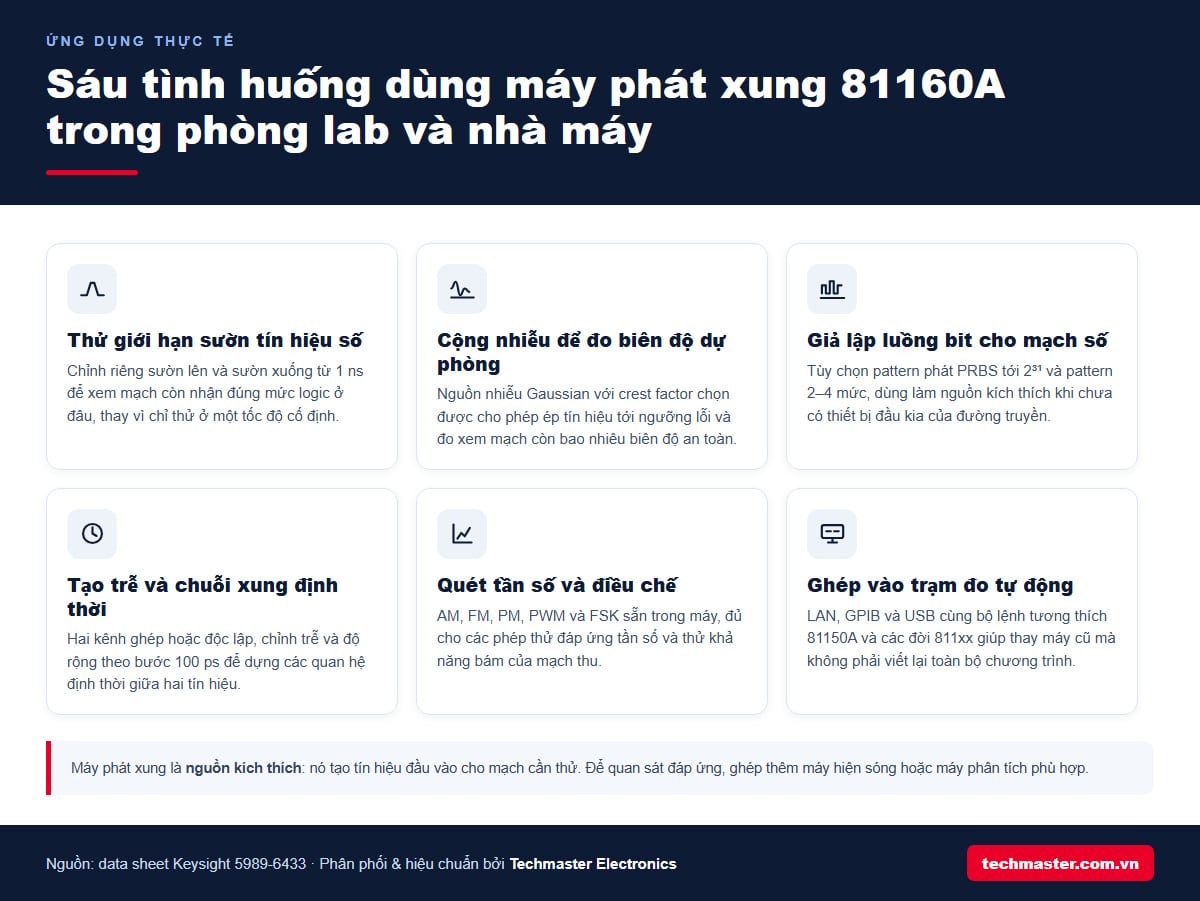 Sáu ứng dụng thực tế của máy phát xung Keysight 81160A trong phòng lab và nhà máy