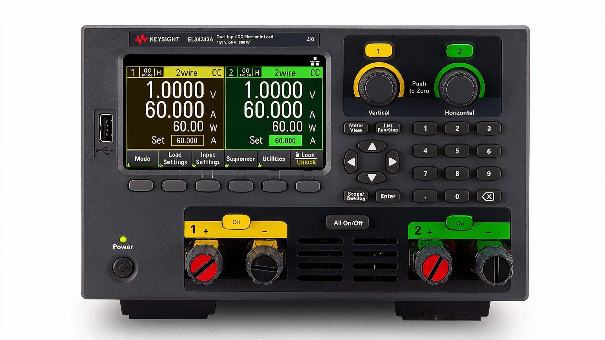 Tải điện tử một chiều Keysight EL34243A (150V, 60A, 300W (tổng 600W), 2CH) — ảnh studio