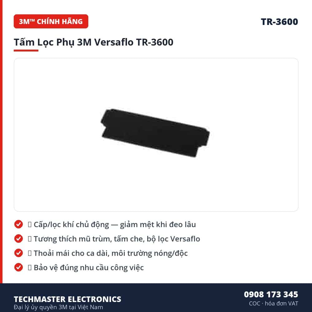 Tấm Lọc Phụ 3M Versaflo TR-3600 – đặc điểm & thông số chính