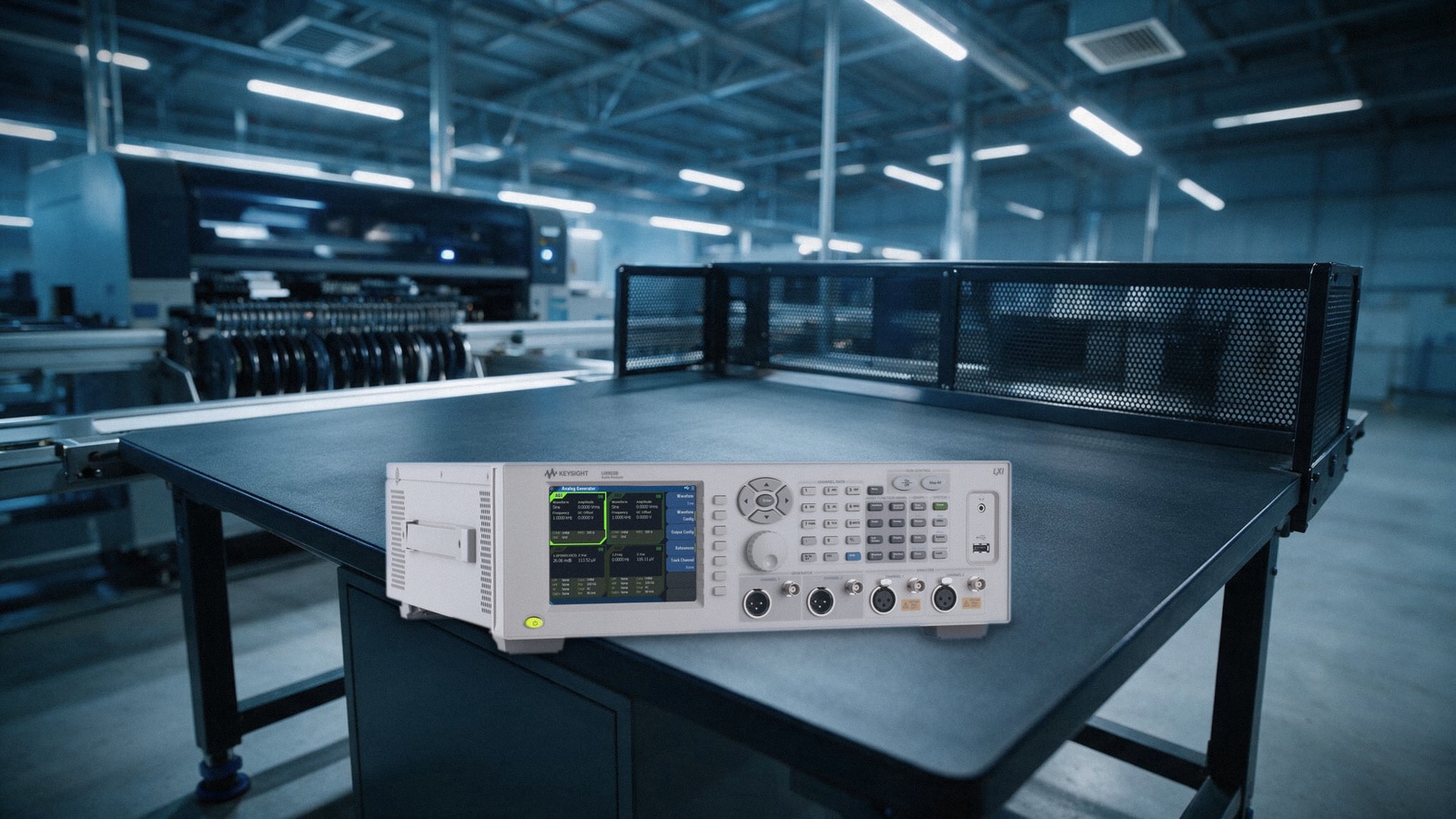 Trạm đo kiểm chất lượng âm thanh dùng Keysight U8903B trên dây chuyền sản xuất điện tử